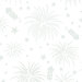 A gray on white fabric featuring fireworks and stars.