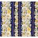 Mottled blue border print with stripes of cream-hued shabby-chic florals.