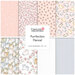A fabric collage featuring pastel pink cat fabrics from Purrfection Flannel by Timeless Treasures. 