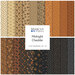 A collage of fabrics included in the Midnight Cheddar collection with tan, orange, and black fabrics with autumn themes.