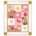 The completed Capybara Cuddles Quilt colored in solid fabric and laser cut appliqué, isolated on a white background.