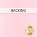 A swatch of blush cuddle 3 fabric, a banner at the top reads 'backing' and a gold shabby fabrics logo sits in the bottom right corner.