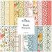 A collage of fabric included in the Blissful Moments collection featuring yellow, red, white, and blue floral designs.