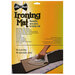 An ironing mat with packaging, featuring an iron and dark fabric.