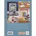 Back cover of a quilting book featuring colorful quilts, patterns, and a cozy living room setting.