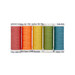 Five colorful spools of thread sit together, isolated on a white background.