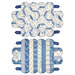 A top-down shot of the top and bottom of the unfolded Scalloped Basket, colored in blue and white fabrics from the Penelope collection by Riley Blake Designs, isolated on a white background.