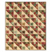 The completed Hodgepodge Quilt colored in warm brown, tan, cottage blue, and berry red fabrics from the Always and Forever collection by Andover Fabrics, isolated on a white background.