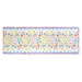 A Spring themed table runner featuring rainbow watercolor fabrics and patchwork pinwheel stripe blocks from the Spring Cheer collection by Clothworks, isolated on a white background