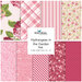 Collage of the nine fabrics included in the Pink One Yard Bundle, an array of florals and coordinating prints in cheerful shades of pink.