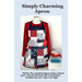Front cover of the Simply Charming Apron pattern featuring a completed example of the apron in patriotic colors.