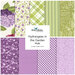 Collage of the nine fabrics included in the Multi One Yard Bundle, an array of florals and coordinating prints in cheerful shades of cream, green, and purple.