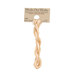 A skein of peach and cream embroidery floss, twisted and bundled, with a tan label featuring the brand name and color information.