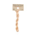 A skein of peach embroidery floss, twisted and bundled, with a tan label featuring the brand name and color information.