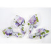 The four completed cloth napkins colored in periwinkle fabrics from the Hydrangeas In The Garden collection, isolated on a white background..