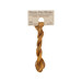 A skein of dark gold embroidery floss, twisted and bundled, with a tan label featuring the brand name and color information.