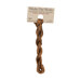 A skein of chocolate brown embroidery floss, twisted and bundled, with a tan label featuring the brand name and color information.
