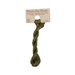 A skein of dark caper green embroidery floss, twisted and bundled, with a tan label featuring the brand name and color information.