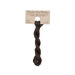 A skein of dark mahogany embroidery floss, twisted and bundled, with a tan label featuring the brand name and color information.