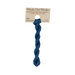 A skein of patriotic blue embroidery floss, twisted and bundled, with a tan label featuring the brand name and color information.