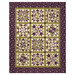 The completed Patchwork BOM quilt, colored in beautiful beige, green, and plum purple fabrics from the Collection for a Cause: Essence collection by Moda Fabrics, isolated on a white background.
