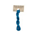 A skein of cerulean embroidery floss, twisted and bundled, with a tan label featuring the brand name and color information.