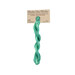 A skein of variegated aqua and teal embroidery floss, twisted and bundled, with a tan label featuring the brand name and color information.
