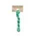 A skein of malachite embroidery floss, twisted and bundled, with a tan label featuring the brand name and color information.