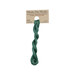 A skein of variegated phthalo green embroidery floss, twisted and bundled, with a tan label featuring the brand name and color information.