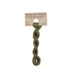 A skein of dark olive green embroidery floss, twisted and bundled, with a tan label featuring the brand name and color information.
