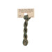 A skein of variegated dark jade and khaki embroidery floss, twisted and bundled, with a tan label featuring the brand name and color information.