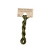 A skein of variegated dark olive green embroidery floss, twisted and bundled, with a tan label featuring the brand name and color information.