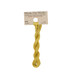A skein of brassy yellow embroidery floss, twisted and bundled, with a tan label featuring the brand name and color information.