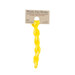 A skein of highlighter yellow embroidery floss, twisted and bundled, with a tan label featuring the brand name and color information.