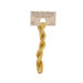 A skein of gold embroidery floss, twisted and bundled, with a tan label featuring the brand name and color information.