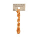A skein of cantaloupe embroidery floss, twisted and bundled, with a tan label featuring the brand name and color information.