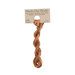 A skein of variegated copper and brown embroidery floss, twisted and bundled, with a tan label featuring the brand name and color information.
