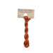A skein of burnt sienna embroidery floss, twisted and bundled, with a tan label featuring the brand name and color information.