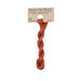 A skein of terra cotta embroidery floss, twisted and bundled, with a tan label featuring the brand name and color information.