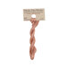 A skein of dark peach embroidery floss, twisted and bundled, with a tan label featuring the brand name and color information.