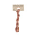 A skein of muted rusty red embroidery floss, twisted and bundled, with a tan label featuring the brand name and color information.