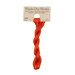 A skein of Bright Orange Red embroidery floss, twisted and bundled, with a tan label featuring the brand name and color information.