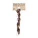 A skein of variegated marsala and tan embroidery floss, twisted and bundled, with a tan label featuring the brand name and color information.