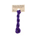 A skein of royal purple embroidery floss, twisted and bundled, with a tan label featuring the brand name and color information.