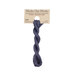A skein of faded blue embroidery floss, twisted and bundled, with a tan label featuring the brand name and color information.