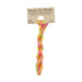 A skein of Variegated Neon Yellow, Green, and Pink embroidery floss, twisted and bundled, with a tan label featuring the brand name and color information.