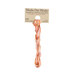 A skein of Variegated Peach and Light Brown embroidery floss, twisted and bundled, with a tan label featuring the brand name and color information.