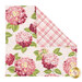 One of the cloth napkins, unfolded and isolated on a white background, folded to show both prints used.