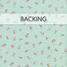 A swatch of light blue fabric with tiny pink roses. A banner reads "Backing".