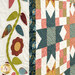A stylized shot of the left edge of the quilt, showcasing the floral appliqué and sawtooth stars. 